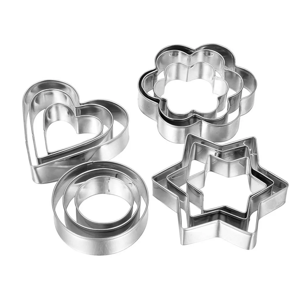 12pcs Cake Cutting Mould Set Heart Flower Star Round Cake Mold Stainless Steel Decoration Fondant Sugar Craft Baking Moulds
12pcs Cake Cutting Mould Set Heart Flower Star Round Cake Mold Stainless Steel Decoration Fondant Sugar Craft Baking Moulds