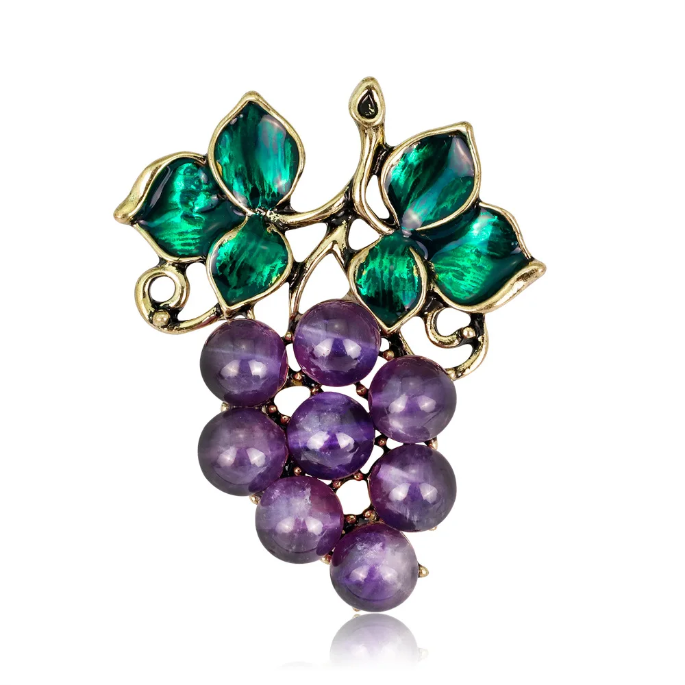 Purple Grape Brooch Pin for Women Fashion Multicolor Green Leaf Fruit Brooch Pin Party Jewelry
Purple Grape Brooch Pin for Women Fashion Multicolor Green Leaf Fruit Brooch Pin Party Jewelry