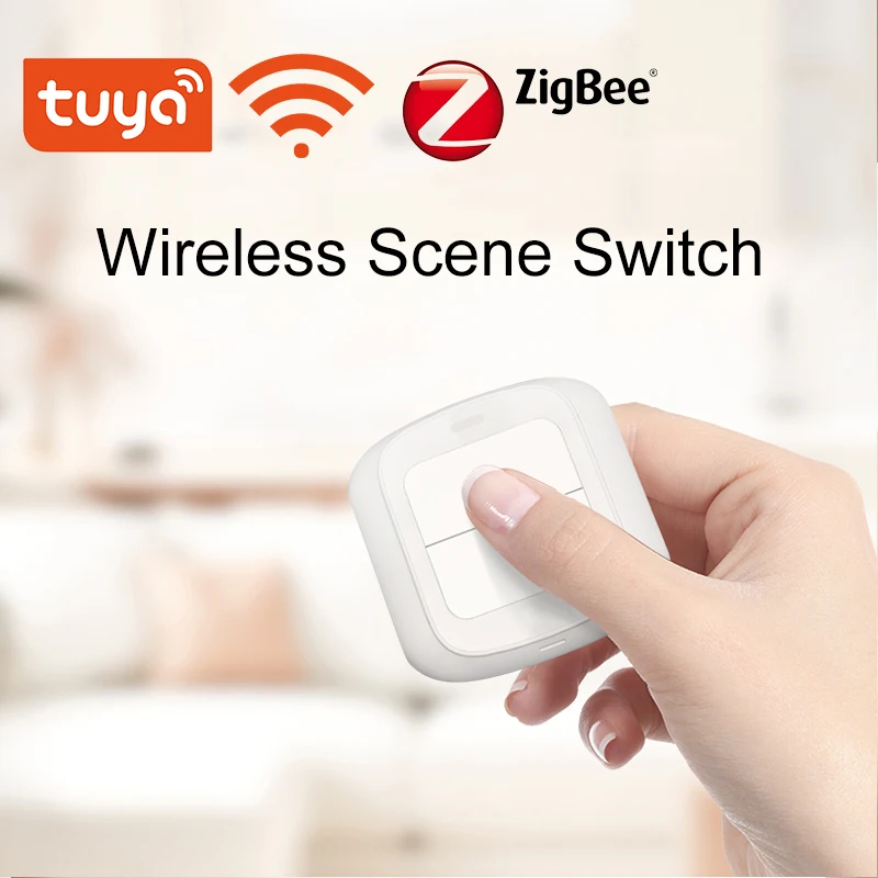 Tuya WiFi/ZigBee 2 Gang Wireless 6 Scene Switch Push Button Controller Battery Powered Automation Scenario for Tuya Devices
Tuya WiFi/ZigBee 2 Gang Wireless 6 Scene Switch Push Button Controller Battery Powered Automation Scenario for Tuya Devices