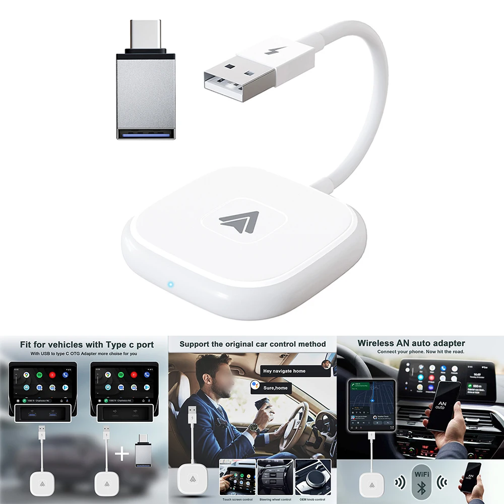 Беспроводной адаптер для автомобиля AI Box, автомобильный адаптер преобразует проводной автомобиль в беспроводной Белый Android-автомобильный Bluetooth Smart Box
Беспроводной адаптер для автомобиля AI Box, автомобильный адаптер преобразует проводной автомобиль в беспроводной Белый Android-автомобильный Bluetooth Smart Box