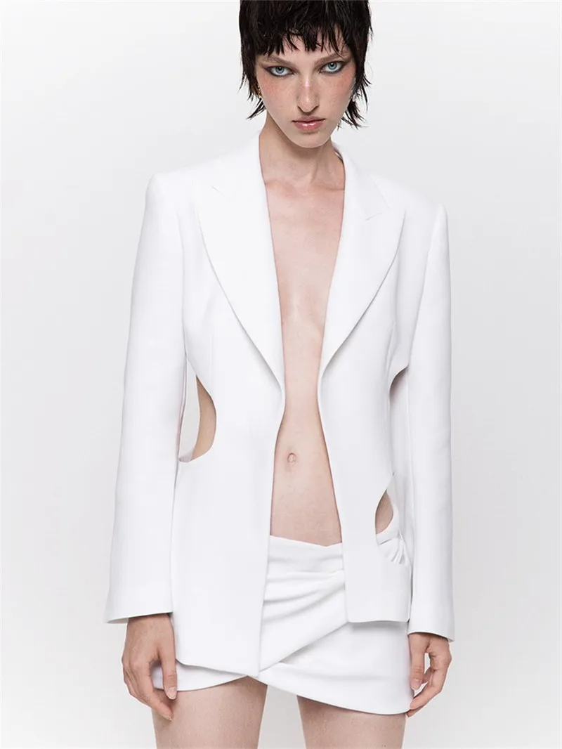 Новый дизайн, открытый блейзер с длинным рукавом, топы, модная мини-юбка с рюшами, белая вечерняя юбка в стиле Звезд, Клубная одежда, комплект из двух предметов 
Новый дизайн, открытый блейзер с длинным рукавом, топы, модная мини-юбка с рюшами, белая вечерняя юбка в стиле Звезд, Клубная одежда, комплект из двух предметов