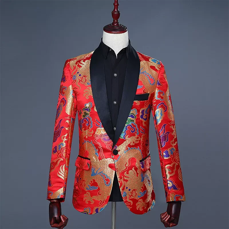 Stage Singer Suit Blazers New Banquet Dress Suit Mens Blazer Polyester Singe Button Red Casual Blazers Chinese Style
Stage Singer Suit Blazers New Banquet Dress Suit Mens Blazer Polyester Singe Button Red Casual Blazers Chinese Style