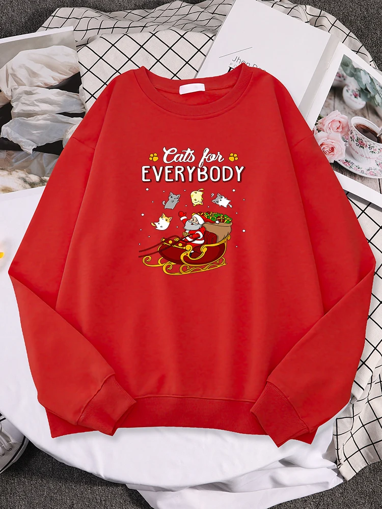 

Cats For Everybody Funny Ugly Christmas Womne Hoody Yule Gift Sports Soft Sportswear Casual Pocket Sweatshirt Autumn Tracksuit