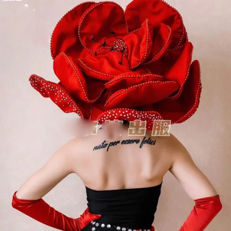 Nightclub bar party girl women stage dance wear Valentine's Day red Rose Costume flower headwear
Nightclub bar party girl women stage dance wear Valentine's Day red Rose Costume flower headwear