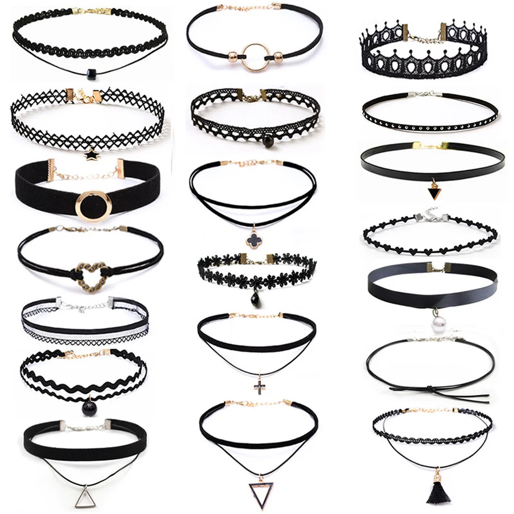 Goth Black Lace Necklace choker set gothic sexy pendant Heart Pendant Chokers Vintage Necklaces for Women Collar Neck Jewelry
Goth Black Lace Necklace choker set gothic sexy pendant Heart Pendant Chokers Vintage Necklaces for Women Collar Neck Jewelry