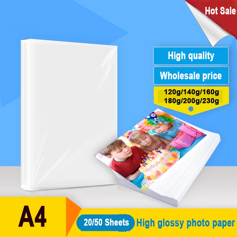 

Inkjet 160 20 120 Photo Single-sided Coated For Paper 180 200 50 High Printer White Sheets 230g Glossy Paper Back 140