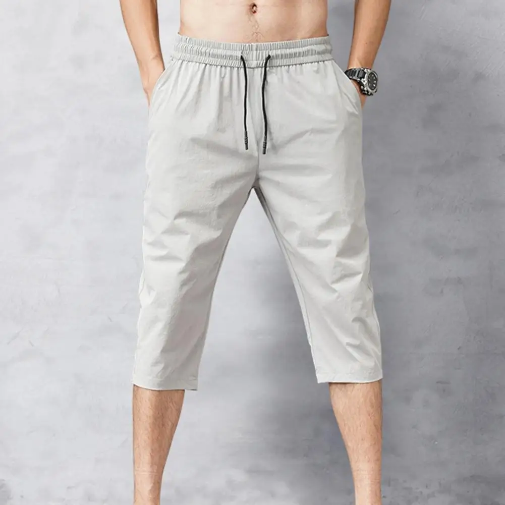 Capri Pants Men Cropped Trousers Breathable Quick Drying Casual Solid Color Elastic Waist Capri Pants
Capri Pants Men Cropped Trousers Breathable Quick Drying Casual Solid Color Elastic Waist Capri Pants