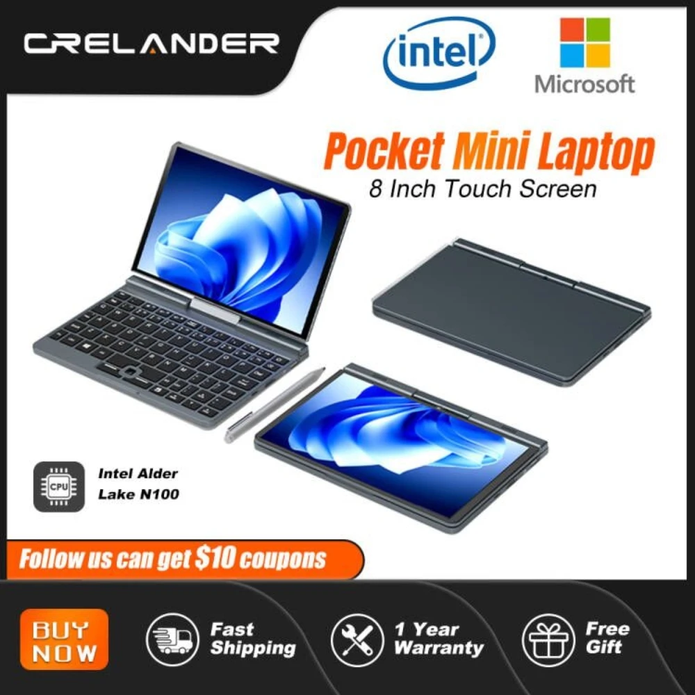 CRELANDER P8 Mini Laptop 8 Inch Touch Screen Intel Lake N100 12GB DDR5 WiFi 6 2 In 1 Laptop Notebook Tablet PC Pocket Laptop
CRELANDER P8 Mini Laptop 8 Inch Touch Screen Intel Lake N100 12GB DDR5 WiFi 6 2 In 1 Laptop Notebook Tablet PC Pocket Laptop