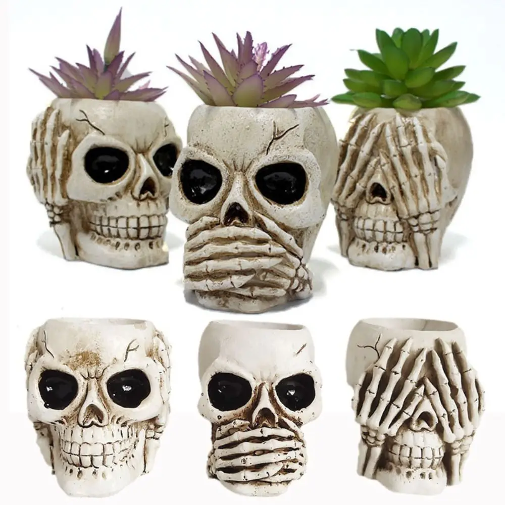 White Halloween Skull Flower Pots Gothic Style Haunted House Succulent Organizer Party Supplies Don't Say Planting Container 
White Halloween Skull Flower Pots Gothic Style Haunted House Succulent Organizer Party Supplies Don't Say Planting Container