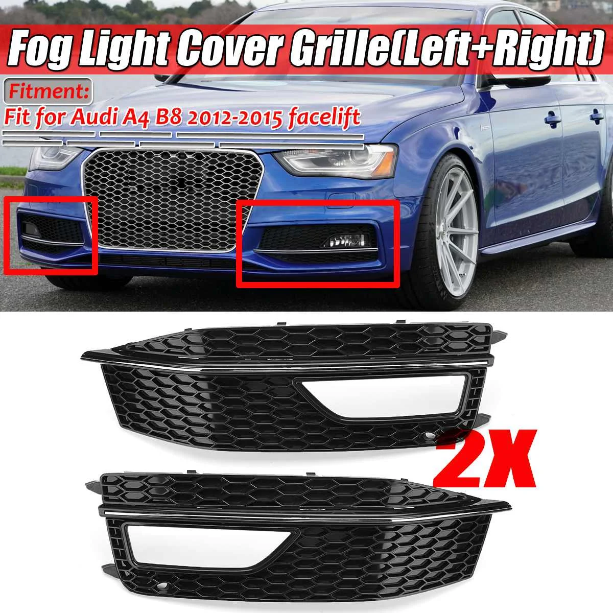 Black Car Front Bumper Fog Light Grill Cover For Audi A4 B8 S4 S-line Facelift 2012-2015 A4 B8 S4 S-line Fog Light Grille
Black Car Front Bumper Fog Light Grill Cover For Audi A4 B8 S4 S-line Facelift 2012-2015 A4 B8 S4 S-line Fog Light Grille