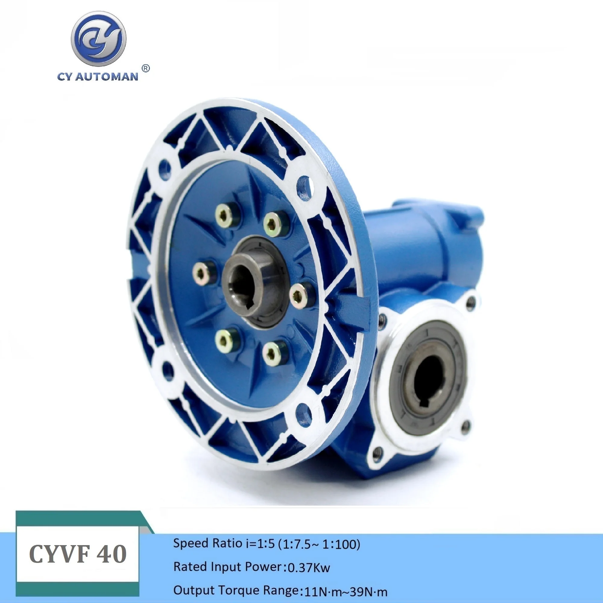 

Automan High Torque Worm Gearbox Reducer CYVF40 Input hole 14mm 11mm Output 18mm Ratio 5:1/100:1 for Small Motors GW≈2.1Kgs