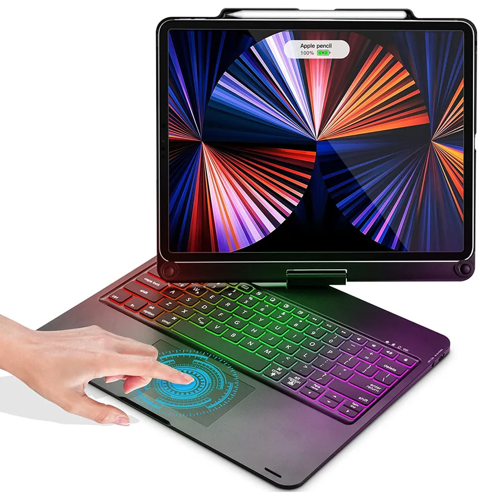 Keyboard Case with Touchpad for iPad Pro 12.9 inch Wireless Bluetooth Rainbow Backlits Magic Keypad for iPad with Pencil Holder 
Keyboard Case with Touchpad for iPad Pro 12.9 inch Wireless Bluetooth Rainbow Backlits Magic Keypad for iPad with Pencil Holder