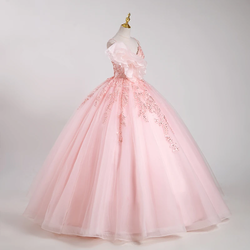

light pink ruffle sequins beading long medieval dress Renaissance Gown Costume Victoria dress/Marie Antoinette/ Belle Ball dress