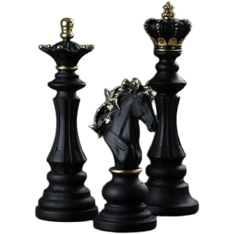 

2023 Resin Retro International Chess Figurine for Interior King Knight Sculpture Home Desktop Decor Living Room Decoration