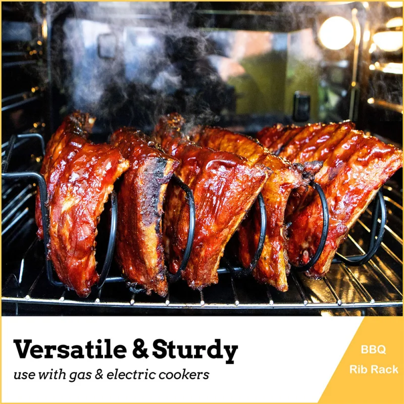 

Non-Stick Bbq Rib Rack Stand Barbecue Steaks Racks Stainless Steel Chicken Beef Ribs Grill Black for Gas Smoker Bbq Tools Bbq