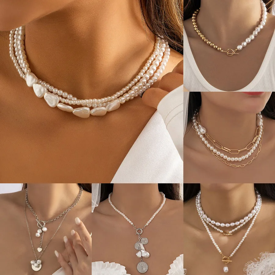 2022 Trendy French Multilayer Baroque Pearl Necklace for Women Stacked Pearl Beads Choker Necklace Women Jewelry Bijoux Femme
2022 Trendy French Multilayer Baroque Pearl Necklace for Women Stacked Pearl Beads Choker Necklace Women Jewelry Bijoux Femme