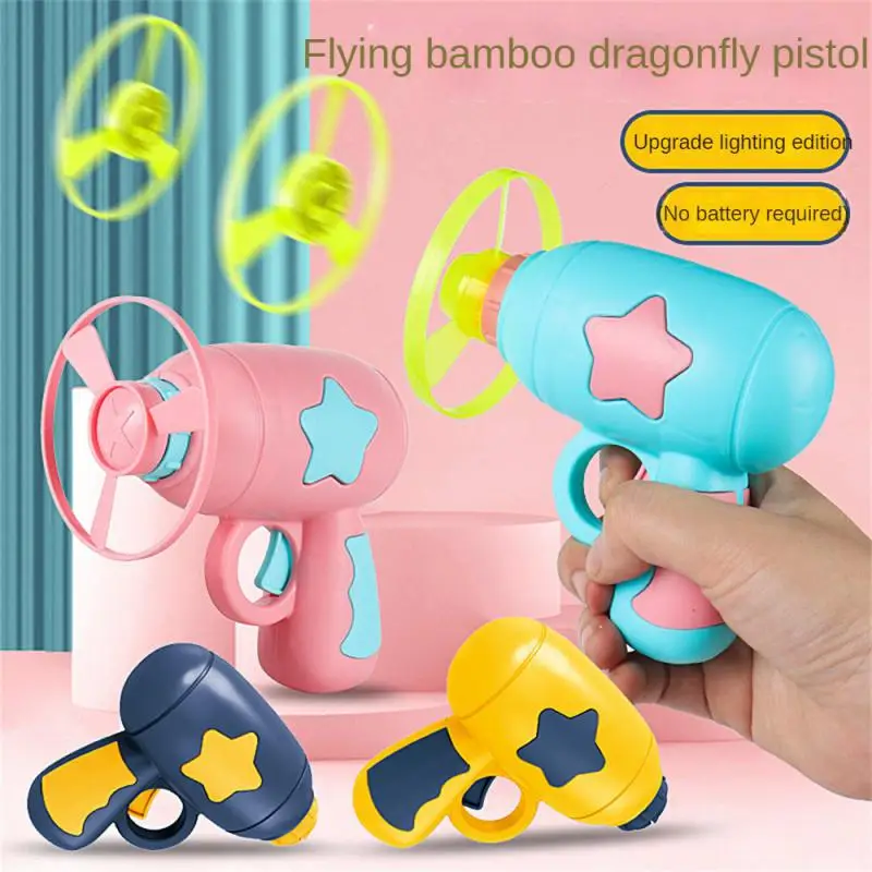 

Outdoor Children Luminous Bamboo Dragonfly Launcher Gun Toys Flying Disc Toys Kid Frisbee Luminous Gyroscope Launcher Toy Gift