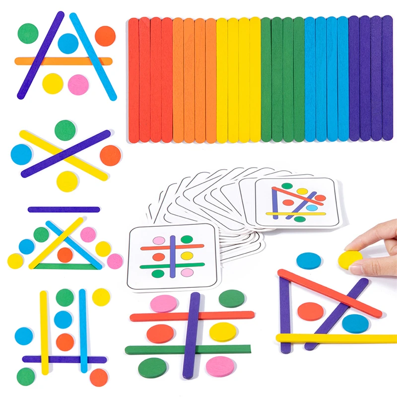 

Детская Радужная головоломка-палочка, игрушки Монтессори, цветные Логические Сенсорные игры, подходящие игры, детские развивающие деревянные Игрушки для раннего развития