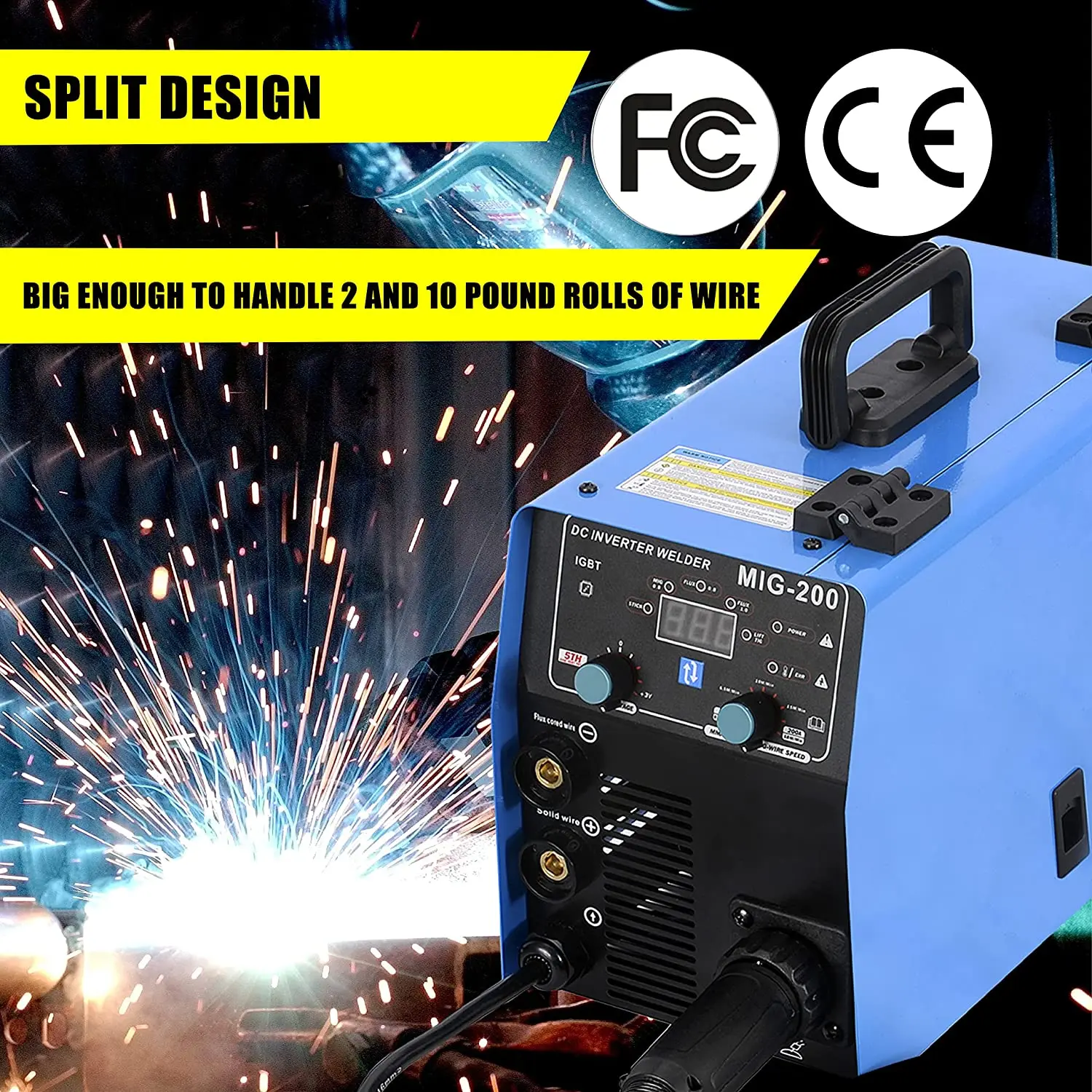 200Amp MIG Welder,110V&220V 3 in 1 MIG&ARC&Lift TIG Gas/Gasless Inverter Multi-Process Dual Voltage Non Gas Iron Soldering Tool
200Amp MIG Welder,110V&220V 3 in 1 MIG&ARC&Lift TIG Gas/Gasless Inverter Multi-Process Dual Voltage Non Gas Iron Soldering Tool