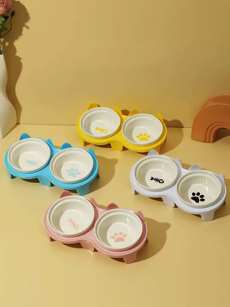 Pet Supplies Ceramic Cat Bowl Oblique Mouth Cervical Vertebra Protection Originality Double Bowls Drinking Feeding Integrated
Pet Supplies Ceramic Cat Bowl Oblique Mouth Cervical Vertebra Protection Originality Double Bowls Drinking Feeding Integrated