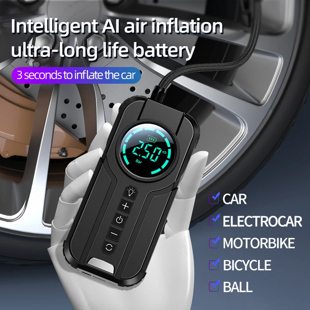 Portable Wireless Tire Fast Inflator Car Electrical Air Pump Compressor For Motorcycle Bicycle Boat AUTO Tyre Balls Power Bank
Portable Wireless Tire Fast Inflator Car Electrical Air Pump Compressor For Motorcycle Bicycle Boat AUTO Tyre Balls Power Bank