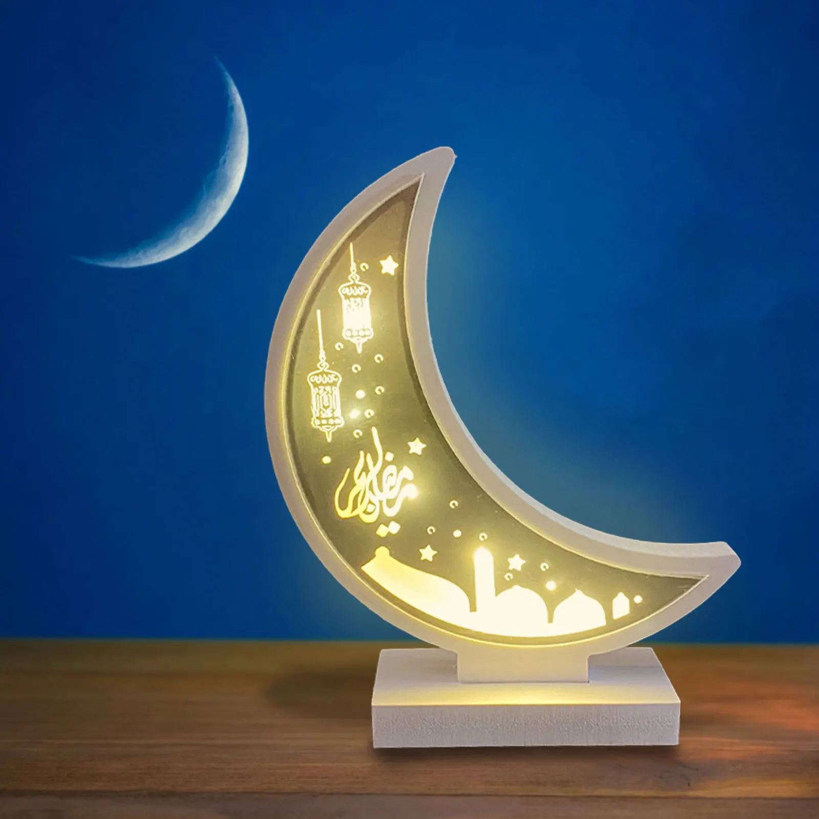 Eid Crafts светодиодный светильник Рамадан кареем в форме Луны деревянный фонарь исламский Мубарак декоративные светильники для вечеринки
Eid Crafts светодиодный светильник Рамадан кареем в форме Луны деревянный фонарь исламский Мубарак декоративные светильники для вечеринки