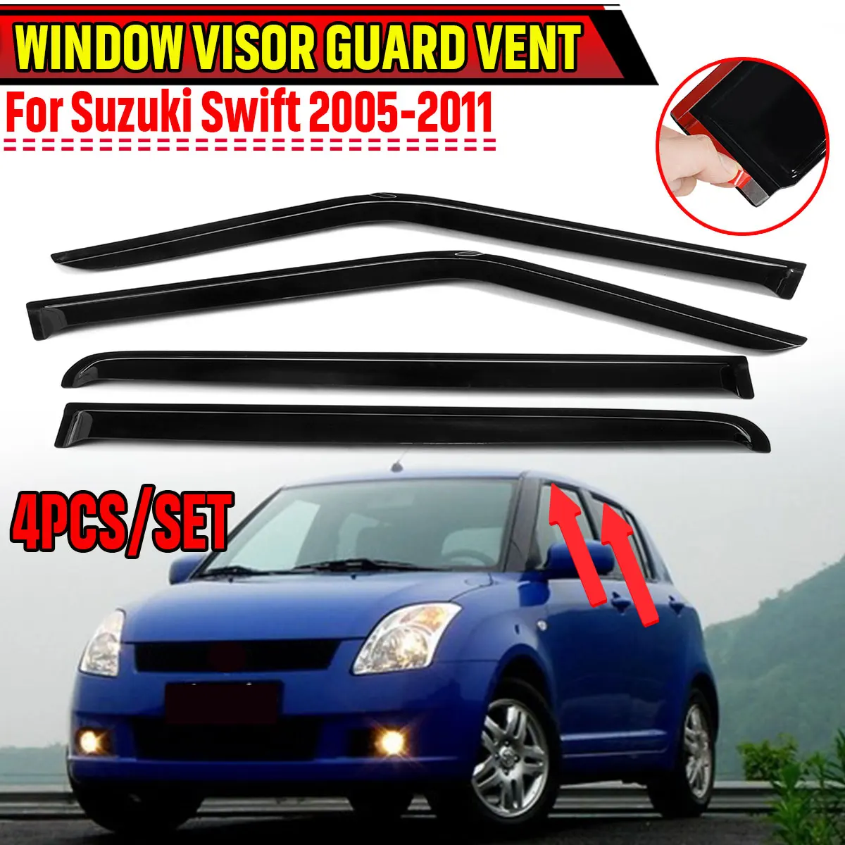 Новый 4х автомобильный дефлектор боковых окон для Suzuki Swift 2005-2011 ветрозащитный экран от солнца и дождя отражатель оконный козырек дефлектор д...
Новый 4х автомобильный дефлектор боковых окон для Suzuki Swift 2005-2011 ветрозащитный экран от солнца и дождя отражатель оконный козырек дефлектор д...