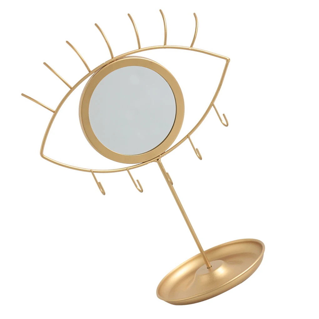 Jewelry Stand Alloy Eye-Shape Holder with Vanity Mirror Table Jewelry Storage Rack Makeup Supplies
Jewelry Stand Alloy Eye-Shape Holder with Vanity Mirror Table Jewelry Storage Rack Makeup Supplies