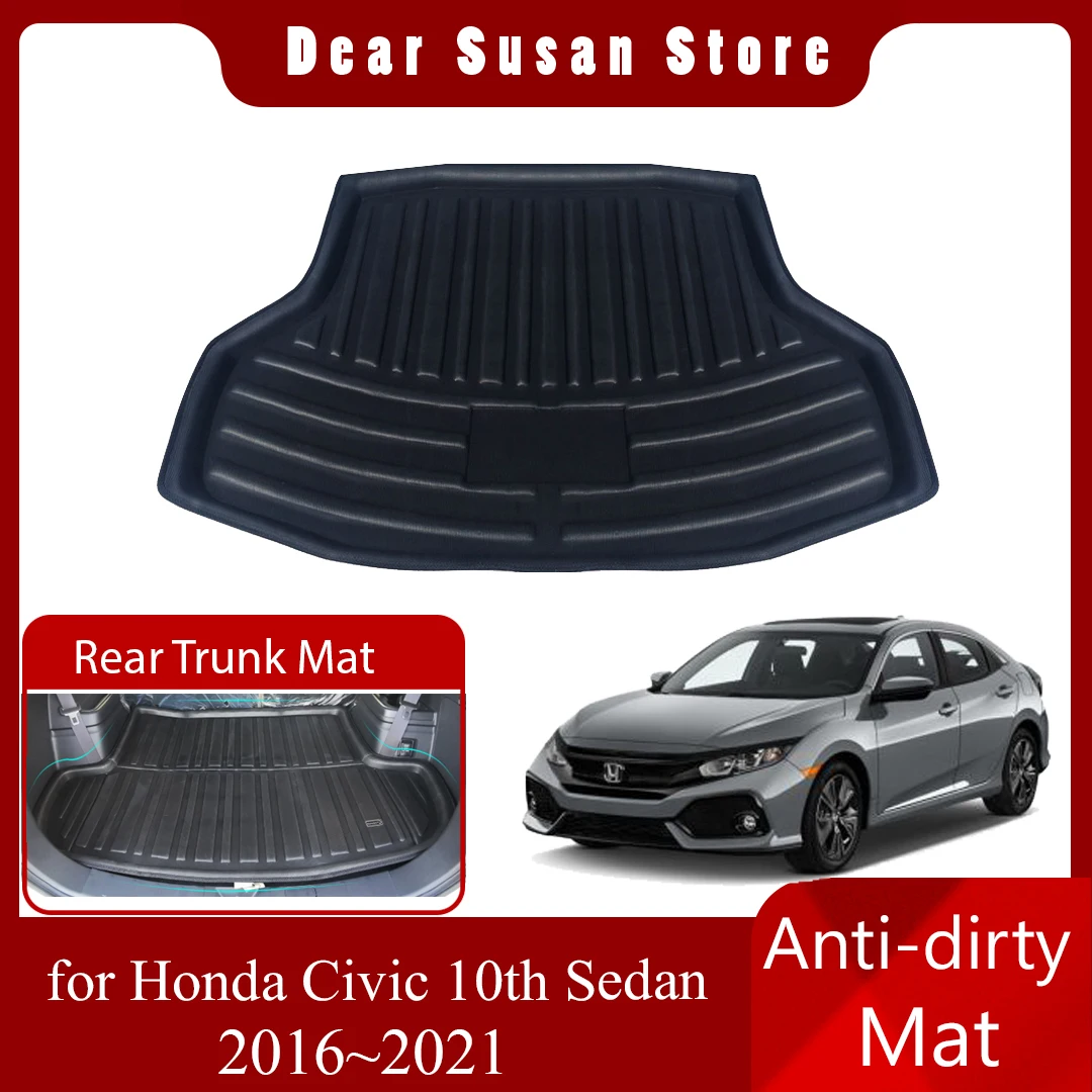 

Car Rear Trunk Mat for Honda Civic 10th Gen Sedan FC FK 2016~2021 Tray Waterproof Floor Pad Space Boot Carg Cover Rug Accessorie