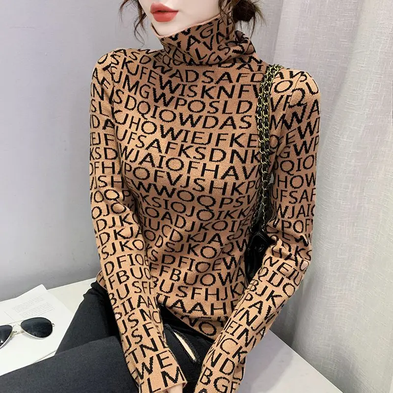 Women's knitted pullover 2023 New Long Sleeve Slim Fit Half Jacquard Letter High Neck Sweater Autumn Winter Soft Top Pullover
Women's knitted pullover 2023 New Long Sleeve Slim Fit Half Jacquard Letter High Neck Sweater Autumn Winter Soft Top Pullover