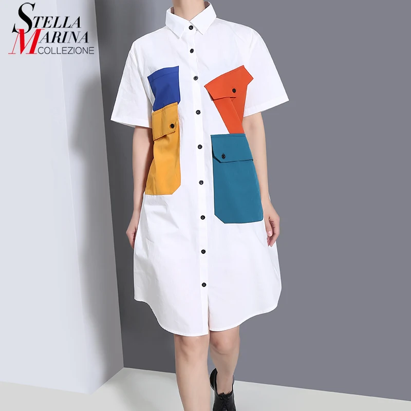 New Summer Plus Size Straight Woman White Shirt Dress Style Fake Pockets Japanese Style Casual Loose Fit Dresses Robe Femme 8517
New Summer Plus Size Straight Woman White Shirt Dress Style Fake Pockets Japanese Style Casual Loose Fit Dresses Robe Femme 8517