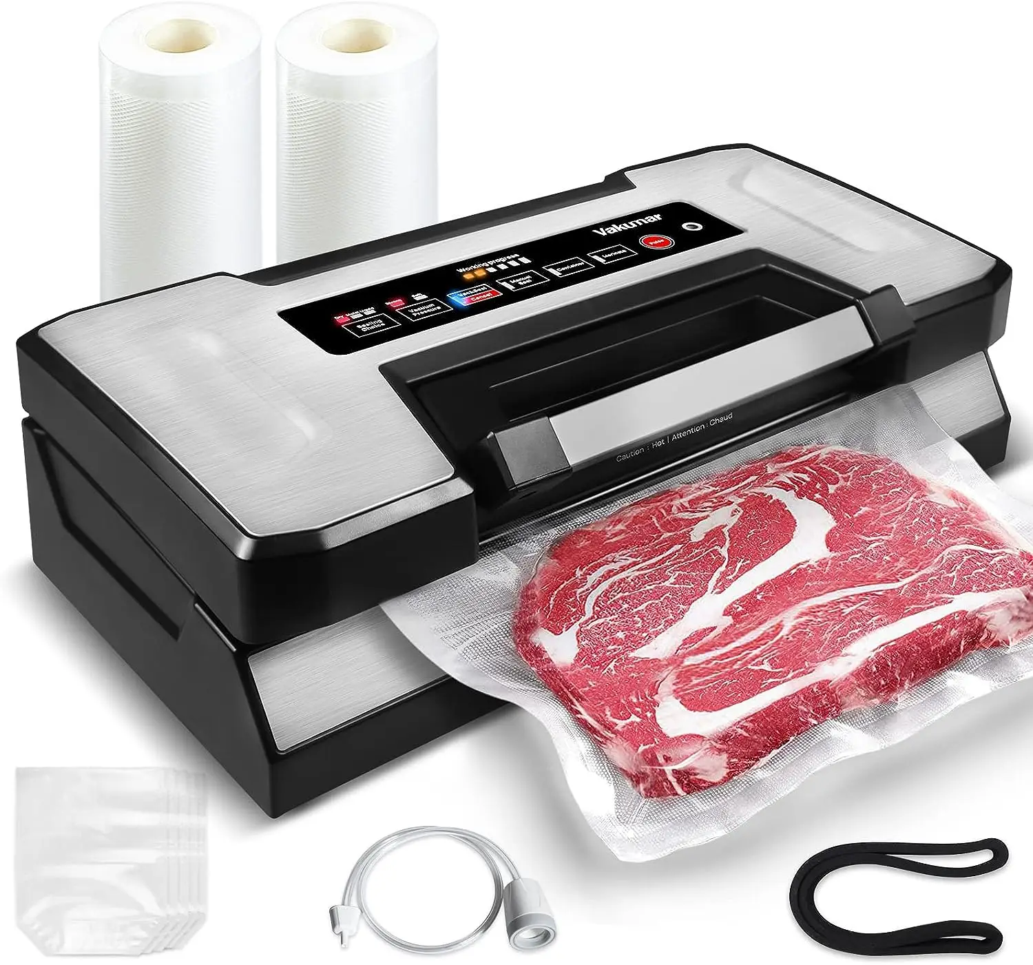 

Vacuum Sealer Machine, 90Kpa Food Vacuum Sealer Machine Preservation Dry/Moist/Liquid Modes, LED Indicator Light, Handle Locked