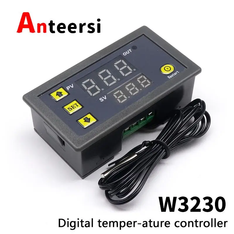 W3230 12V 24V AC110-220V Probe line 20A Digital Temperature Control LED Display Thermostat With Heat/Cooling Control Instrument 
W3230 12V 24V AC110-220V Probe line 20A Digital Temperature Control LED Display Thermostat With Heat/Cooling Control Instrument