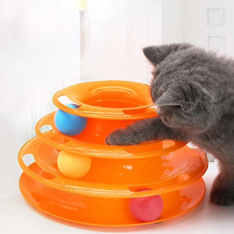 

Cat Toy Interactive Tower Turntable Roller Balls Toys for Cats Kitten Teaser Puzzle Track Toy Pets Training Supplies Accessories