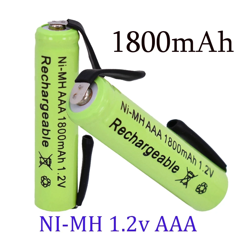 

Аккумуляторная батарея AAA 2-20 шт., 1,2 в, 1800 мАч, никель-металлогидридная батарейка, с вкладками для припоя, для Philips Braun, бритвы, зубной щетки
