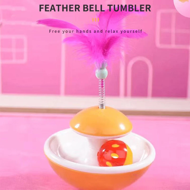 

New Durable Funny Pet Cat Toys for Entertain Itself Mimi Favorite Feather Tumbler with Small Bell Kitten Cat Toys For Catch