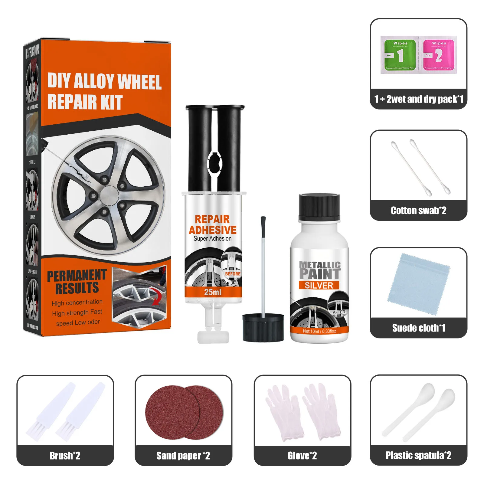Repair Kit Silver Paint Universal 25ml Repair Glue Alloy Wheel Car Fix Quick Hot Sale Popular Portable Brand New
Repair Kit Silver Paint Universal 25ml Repair Glue Alloy Wheel Car Fix Quick Hot Sale Popular Portable Brand New