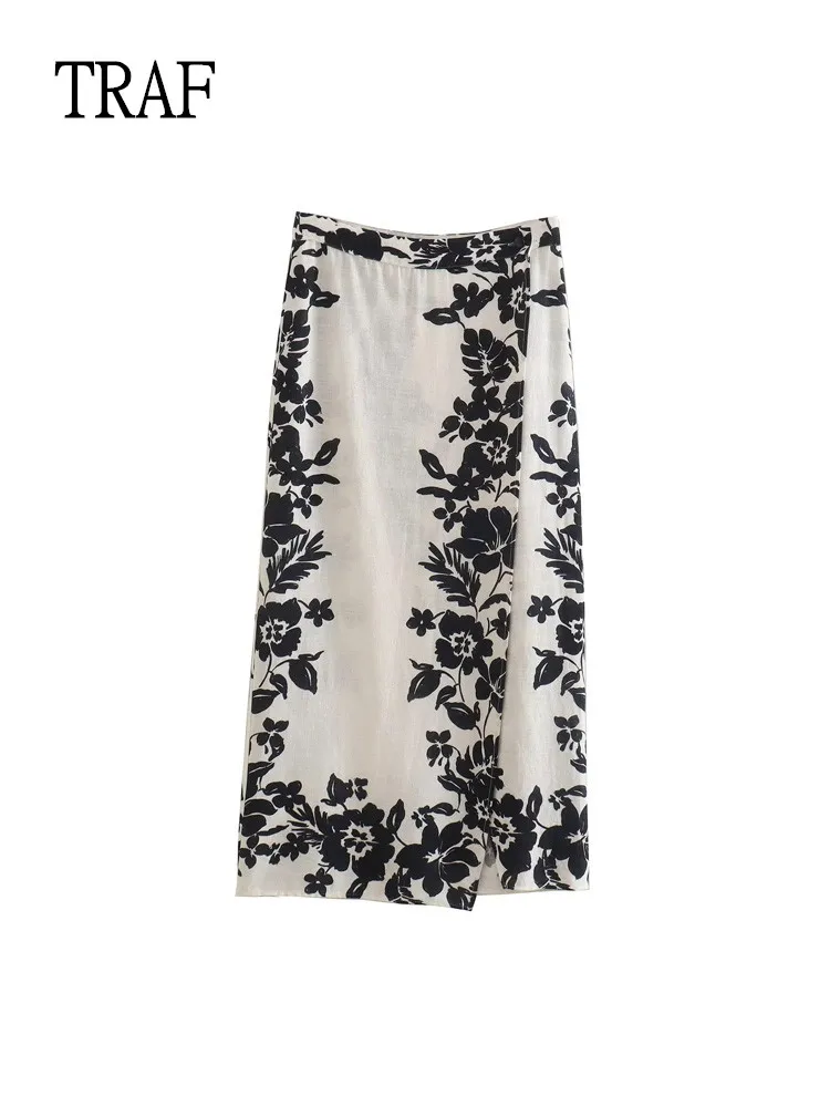TRAF Women Skirt Summer 2022 Vintage Linen High Waist Midi Skirts Woman Elegant Front Split Print Casual Skirt
TRAF Women Skirt Summer 2022 Vintage Linen High Waist Midi Skirts Woman Elegant Front Split Print Casual Skirt