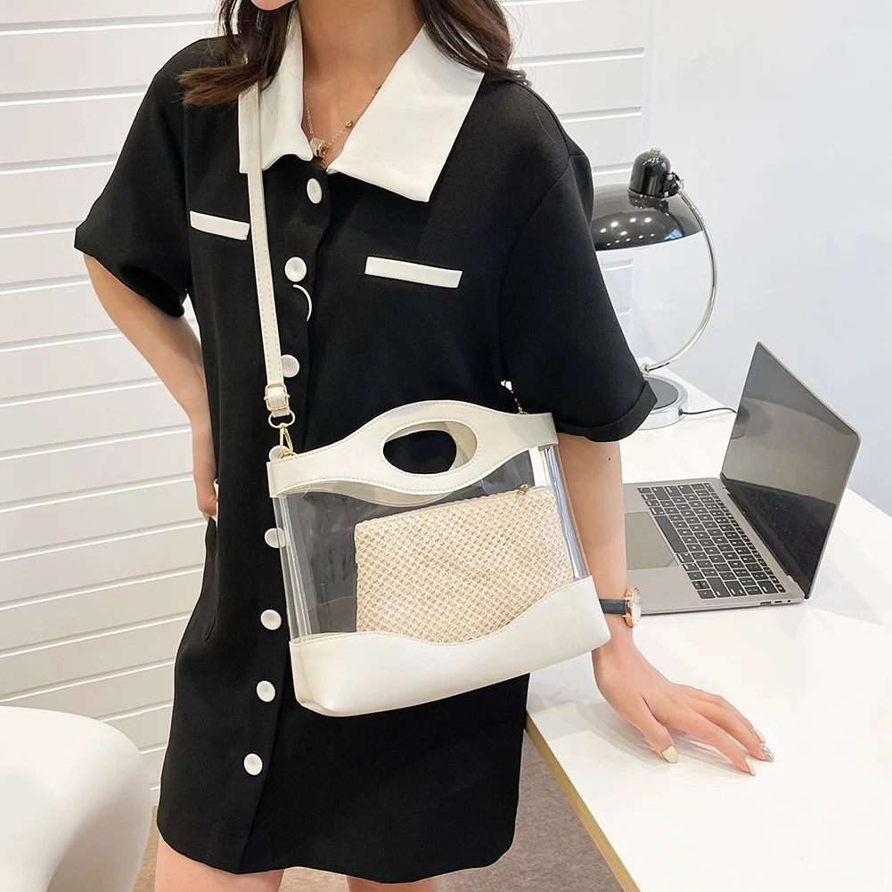 Прозрачные сумки через плечо для женщин, соломенные прозрачные повседневные тоуты из ПВХ, сумочки из искусственной кожи для девушек, клатчи...
Прозрачные сумки через плечо для женщин, соломенные прозрачные повседневные тоуты из ПВХ, сумочки из искусственной кожи для девушек, клатчи...