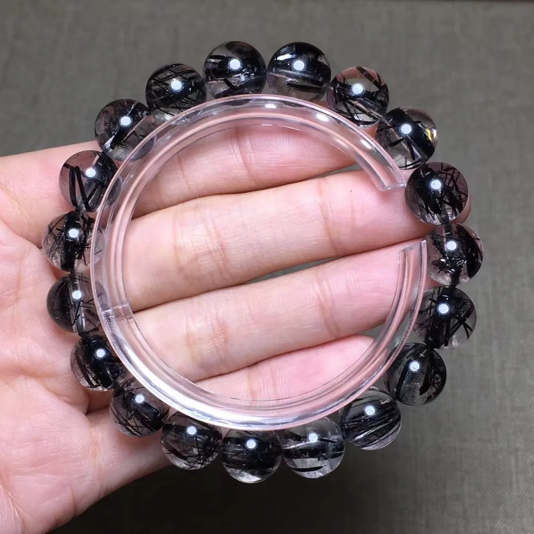 

10mm Natural Black Hair Rutilated Quartz Bracelet Jewelry For Woman Lady Man Healing Wealth Gift Crystal Beads Strands AAAAA