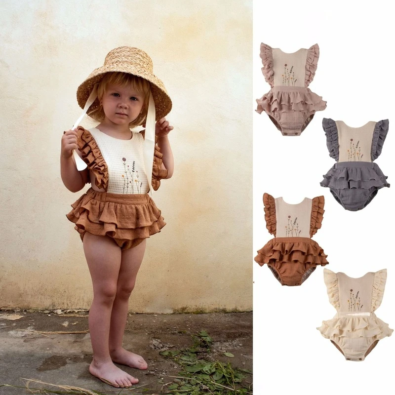 In Stock 22SS Summer New Baby Lotus Leaf Flying Sleeve Romper Cute Embroidery Flower One-piece Bodysuits
In Stock 22SS Summer New Baby Lotus Leaf Flying Sleeve Romper Cute Embroidery Flower One-piece Bodysuits