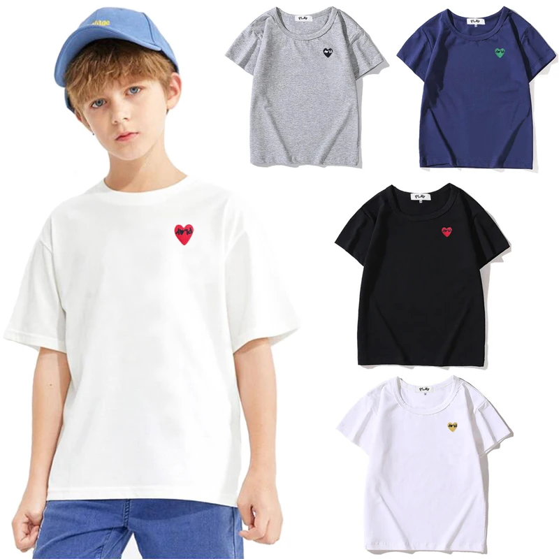 PLAY Kids T-shirt Summer Cotton Heart Letter Embroidery O-neck Short-sleeved Child Boy Girl Solid Unisex Casual T-shirt
PLAY Kids T-shirt Summer Cotton Heart Letter Embroidery O-neck Short-sleeved Child Boy Girl Solid Unisex Casual T-shirt