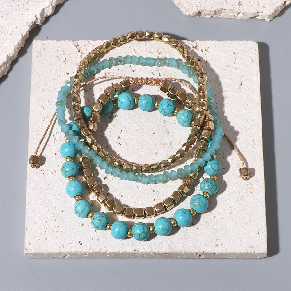 4Pcs/Set Bohemian Stone Bead Multi-layer Bracelet Turquoises Vintage Elastic Bracelets Bangles For Femme Jewelry Pulseras
4Pcs/Set Bohemian Stone Bead Multi-layer Bracelet Turquoises Vintage Elastic Bracelets Bangles For Femme Jewelry Pulseras