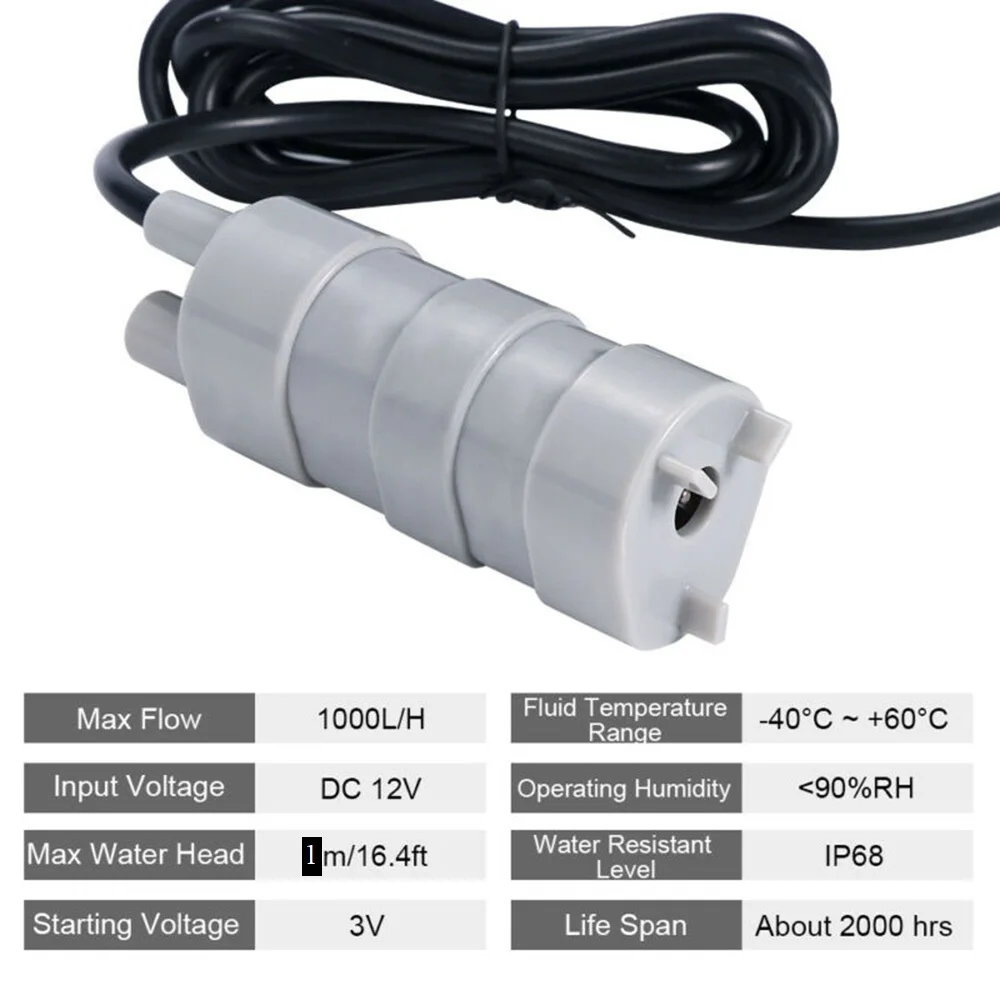 DC 12V Submersible Water Pump Engineering Plastics Pump Camper Motorhome High Flow Whale Pump 1000L/H 1M Parts
DC 12V Submersible Water Pump Engineering Plastics Pump Camper Motorhome High Flow Whale Pump 1000L/H 1M Parts
