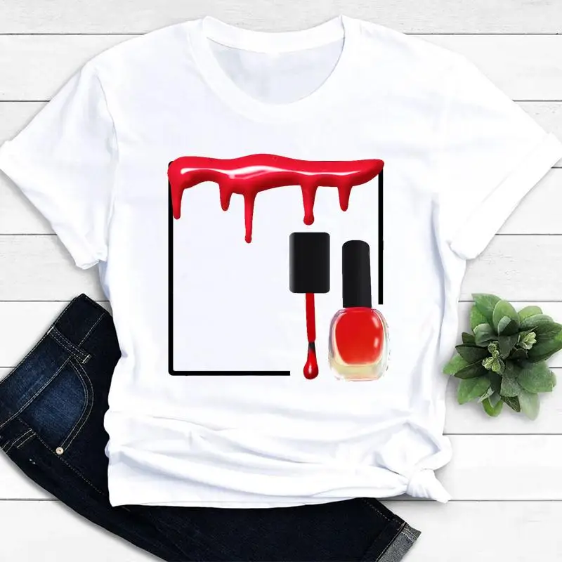 Women T-shirts Watercolor Nail Art Make Up Short Sleeve Ladies Fashion Casual Clothing Cartoon Clothes Female Tee Graphic Tshirt
Women T-shirts Watercolor Nail Art Make Up Short Sleeve Ladies Fashion Casual Clothing Cartoon Clothes Female Tee Graphic Tshirt