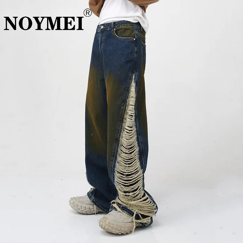 NOYMEI Men Pants Wear New Korean Fashion Darkwear Waist Hole Men's Jeans 2023 Spring Wide Leg Vintage Male Trousers 
NOYMEI Men Pants Wear New Korean Fashion Darkwear Waist Hole Men's Jeans 2023 Spring Wide Leg Vintage Male Trousers