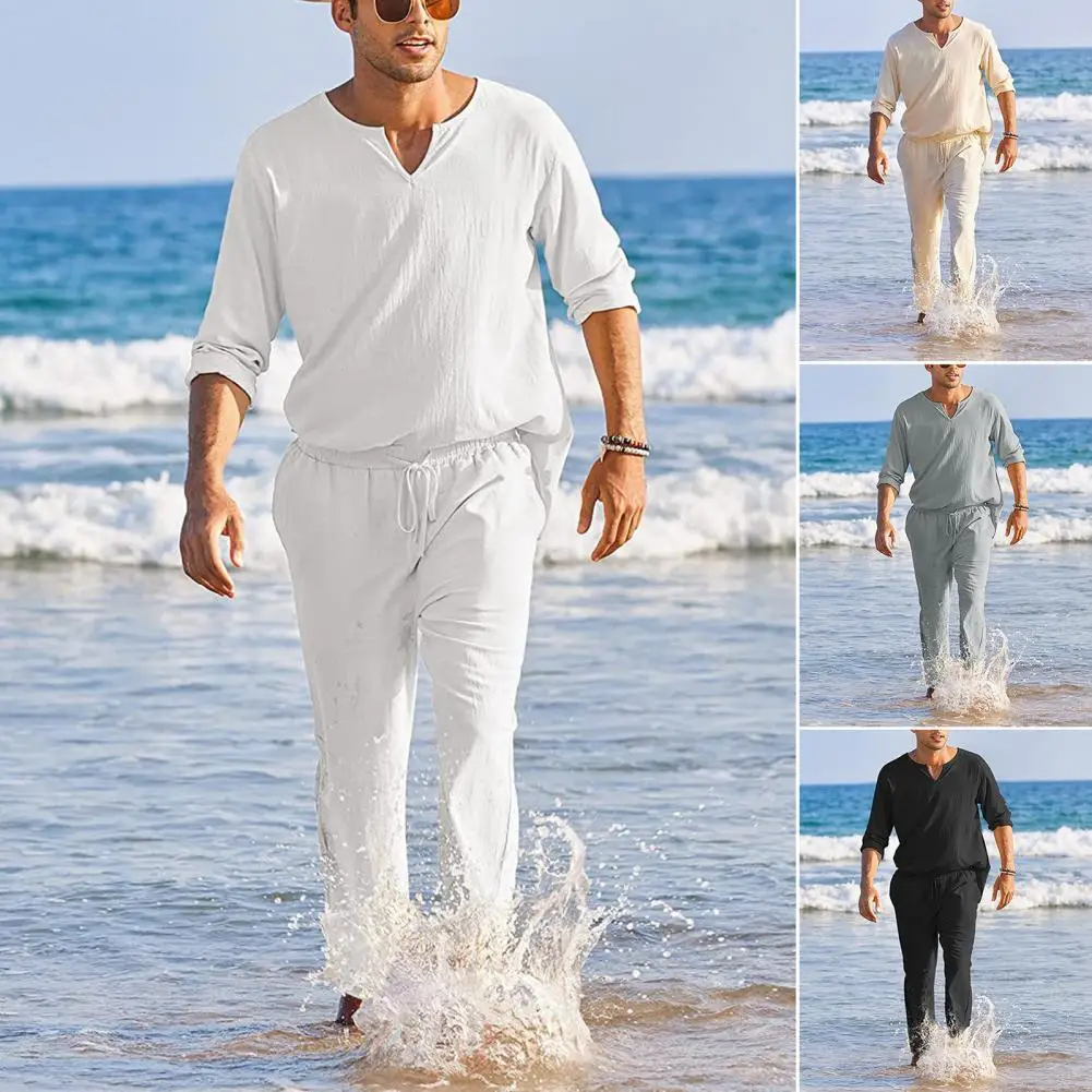 1 Set Shirt Pants Solid Color Men Outfit Long Sleeve Loose Two Piece Set Summer Elastic Waist Outfit Sportswear Set Streetwear
1 Set Shirt Pants Solid Color Men Outfit Long Sleeve Loose Two Piece Set Summer Elastic Waist Outfit Sportswear Set Streetwear