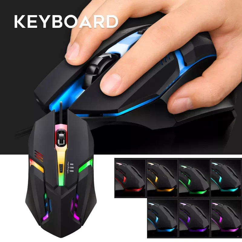 

Wired Gaming Mouse 800/1200/1600 DPI Adjustable with Backlight Sweatproof Ergonomic Mouse for PC Gamers Beginners H-best
