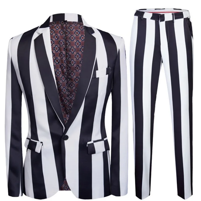 (Jacket+Pants) Printed Men's Suit Black and White Striped Dance Festival Christmas Halloween Party Singer Host Performance Dress
(Jacket+Pants) Printed Men's Suit Black and White Striped Dance Festival Christmas Halloween Party Singer Host Performance Dress