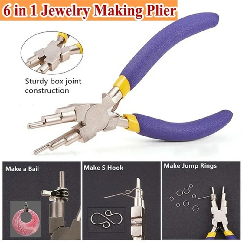 6-in-1 Carbon Steel Round Nose Jewelry Pliers Bail Making Pliers DIY Hand Tool Metal Lobster Buckle Earring Hooks Six-section
6-in-1 Carbon Steel Round Nose Jewelry Pliers Bail Making Pliers DIY Hand Tool Metal Lobster Buckle Earring Hooks Six-section